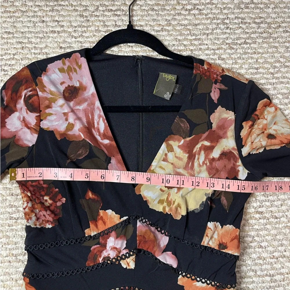 Taylor Black Floral Long Sleeve Dress - Picture 8 of 12